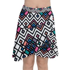 Boho Geometric Chiffon Wrap Front Skirt