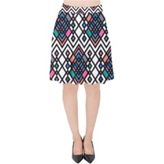 Boho Geometric Velvet High Waist Skirt by tmsartbazaar