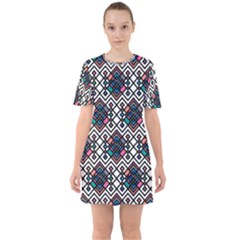 Boho Geometric Sixties Short Sleeve Mini Dress