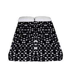 Ethnic Black And White Geometric Print Fitted Sheet (Full/ Double Size)