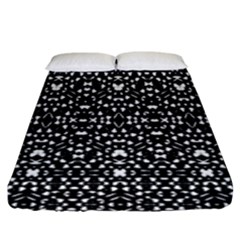 Ethnic Black And White Geometric Print Fitted Sheet (King Size)