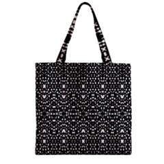 Ethnic Black And White Geometric Print Zipper Grocery Tote Bag