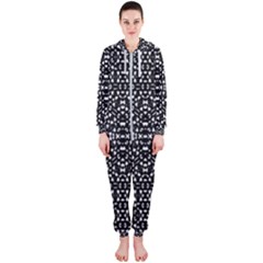 Ethnic Black And White Geometric Print Hooded Jumpsuit (Ladies) 