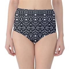 Ethnic Black And White Geometric Print Classic High-Waist Bikini Bottoms