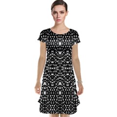 Ethnic Black And White Geometric Print Cap Sleeve Nightdress