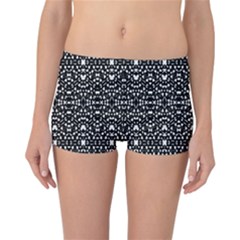 Ethnic Black And White Geometric Print Reversible Boyleg Bikini Bottoms