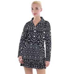 Ethnic Black And White Geometric Print Women s Long Sleeve Casual Dress