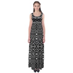 Ethnic Black And White Geometric Print Empire Waist Maxi Dress