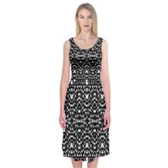 Ethnic Black And White Geometric Print Midi Sleeveless Dress