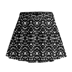 Ethnic Black And White Geometric Print Mini Flare Skirt