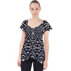 Ethnic Black And White Geometric Print Lace Front Dolly Top