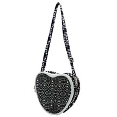 Ethnic Black And White Geometric Print Heart Shoulder Bag