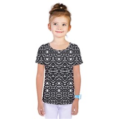 Ethnic Black And White Geometric Print Kids  One Piece Tee