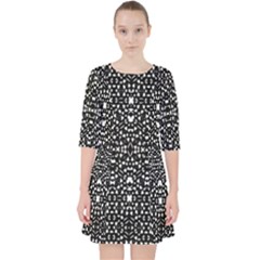 Ethnic Black And White Geometric Print Pocket Dress
