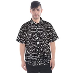 Ethnic Black And White Geometric Print Men s Short Sleeve Shirt