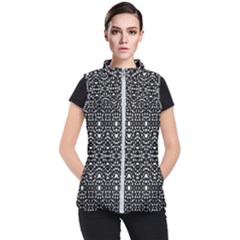 Ethnic Black And White Geometric Print Women s Puffer Vest