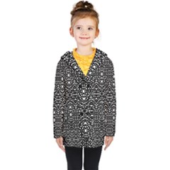 Ethnic Black And White Geometric Print Kids  Double Breasted Button Coat