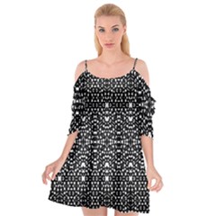 Ethnic Black And White Geometric Print Cutout Spaghetti Strap Chiffon Dress