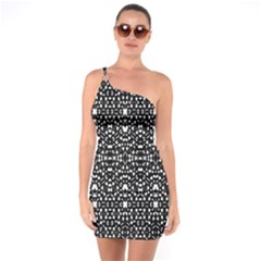 Ethnic Black And White Geometric Print One Soulder Bodycon Dress