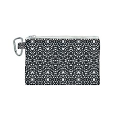 Ethnic Black And White Geometric Print Canvas Cosmetic Bag (Small)