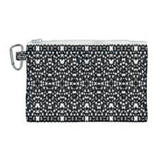 Ethnic Black And White Geometric Print Canvas Cosmetic Bag (Large)