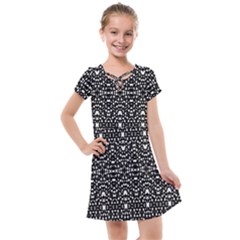 Ethnic Black And White Geometric Print Kids  Cross Web Dress