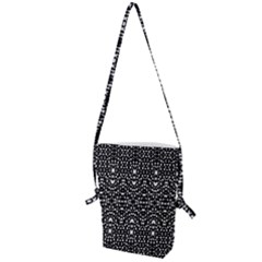 Ethnic Black And White Geometric Print Folding Shoulder Bag