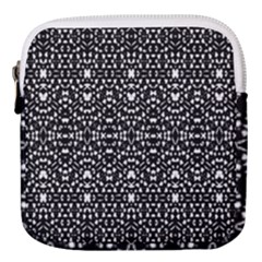 Ethnic Black And White Geometric Print Mini Square Pouch