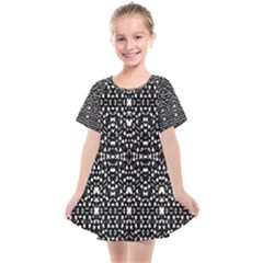 Ethnic Black And White Geometric Print Kids  Smock Dress