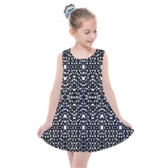 Ethnic Black And White Geometric Print Kids  Summer Dress