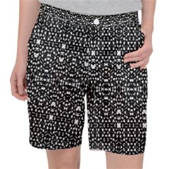 Ethnic Black And White Geometric Print Pocket Shorts