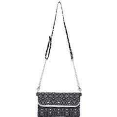Ethnic Black And White Geometric Print Mini Crossbody Handbag