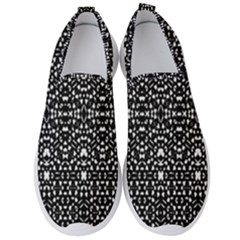 Ethnic Black And White Geometric Print Men s Slip On Sneakers