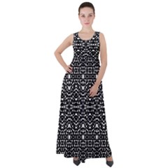 Ethnic Black And White Geometric Print Empire Waist Velour Maxi Dress