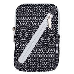 Ethnic Black And White Geometric Print Belt Pouch Bag (Small)