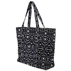 Ethnic Black And White Geometric Print Zip Up Canvas Bag