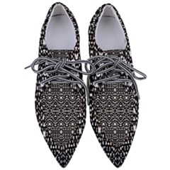 Ethnic Black And White Geometric Print Pointed Oxford Shoes