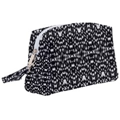 Ethnic Black And White Geometric Print Wristlet Pouch Bag (Large)
