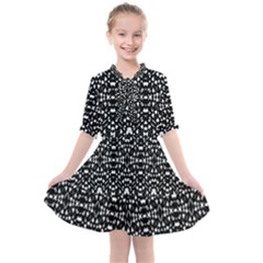 Ethnic Black And White Geometric Print Kids  All Frills Chiffon Dress