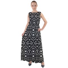 Ethnic Black And White Geometric Print Chiffon Mesh Boho Maxi Dress