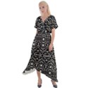 Ethnic Black And White Geometric Print Cross Front Sharkbite Hem Maxi Dress View1