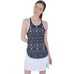 Ethnic Black And White Geometric Print Racer Back Mesh Tank Top