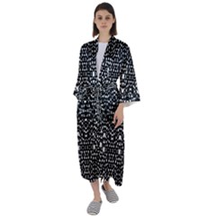 Ethnic Black And White Geometric Print Maxi Satin Kimono