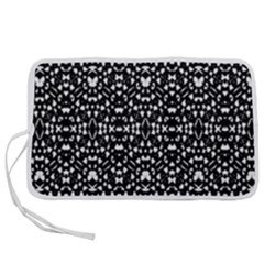 Ethnic Black And White Geometric Print Pen Storage Case (M)