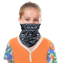 Ethnic Black And White Geometric Print Face Covering Bandana (Kids)