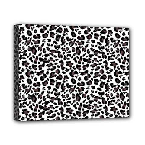 Leopard Spots, White, Brown Black, Animal Fur Print Canvas 10  X 8  (stretched) by Casemiro