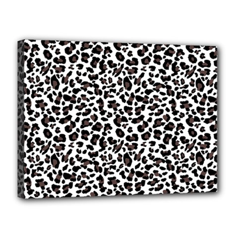 Leopard Spots, White, Brown Black, Animal Fur Print Canvas 16  X 12  (stretched) by Casemiro