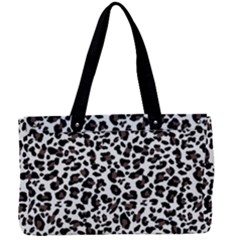 Leopard spots, white, brown black, animal fur print Canvas Work Bag