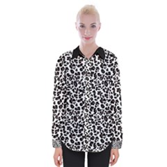 Leopard spots, white, brown black, animal fur print Womens Long Sleeve Shirt