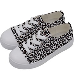 Leopard Spots, White, Brown Black, Animal Fur Print Kids  Low Top Canvas Sneakers by Casemiro